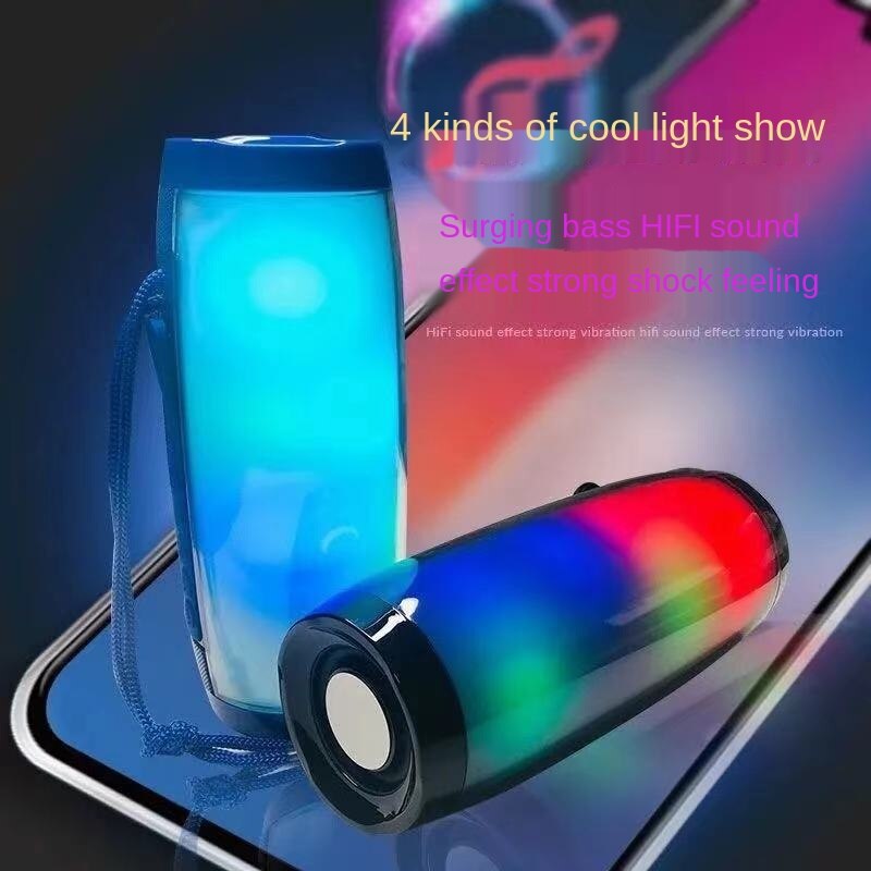 Wireless Bluetooth Speaker Large Volume Extra Bass Outdoor Household Portable Handheld Colorful Light Card Small Speaker