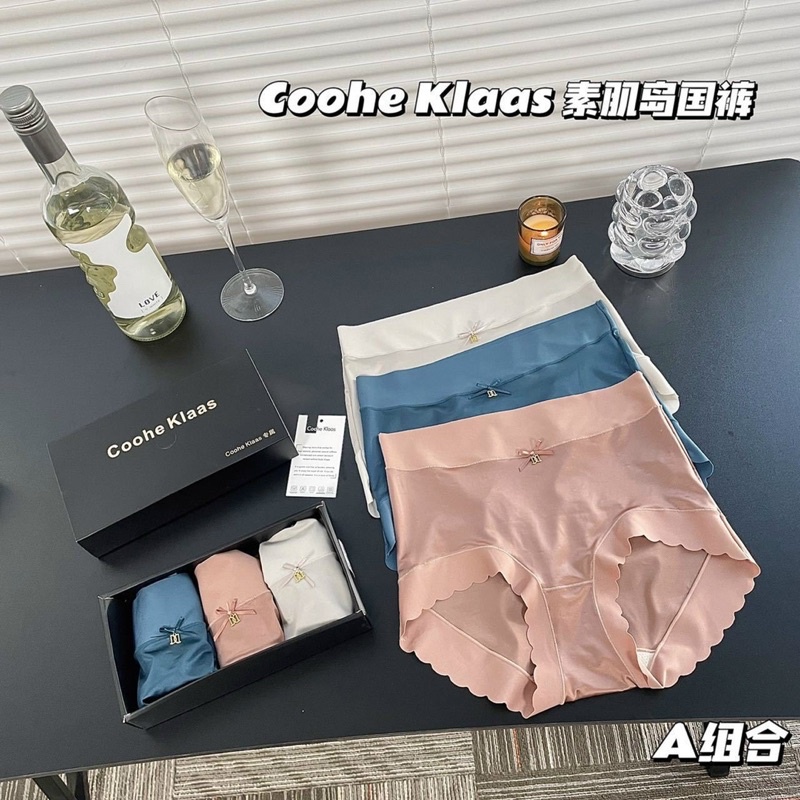 Hàng Mới Về Quần Lót Lụa Satin Lưng Cao Không Đường May Chống Vi Khuẩn Viền Gợn Sóng Cỡ Lớn Sang Trọng