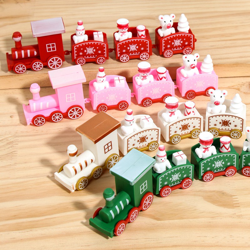 Set 4 Xe Lửa Bằng Nhựa Trang Trí Giáng Sinh Năm Mới 2022