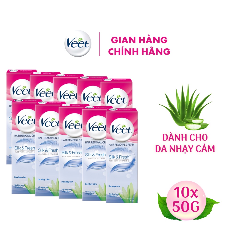 [Mã FMCGVEET71 giảm 8% đơn 150k] Bộ 10 Kem tẩy lông Veet dành cho da nhạy cảm tuýp 50g