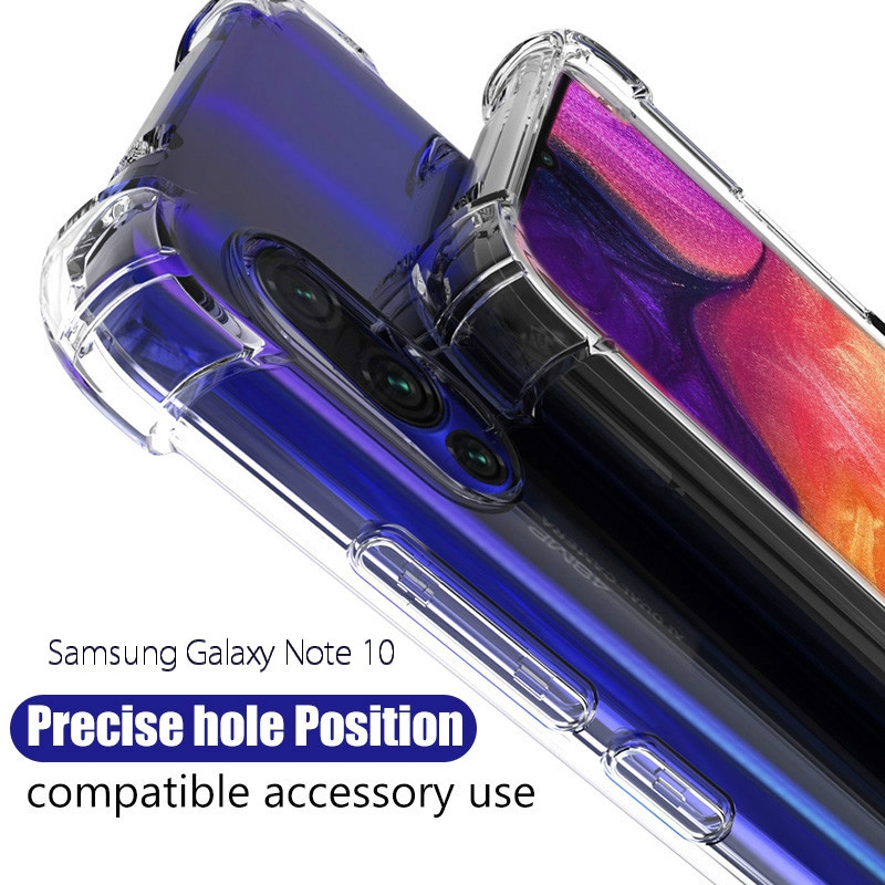 Ốp lưng dẻo chống sốc kiểu trong suốt cho điện thoại Samsung Galaxy Note 10+ Plus 5G