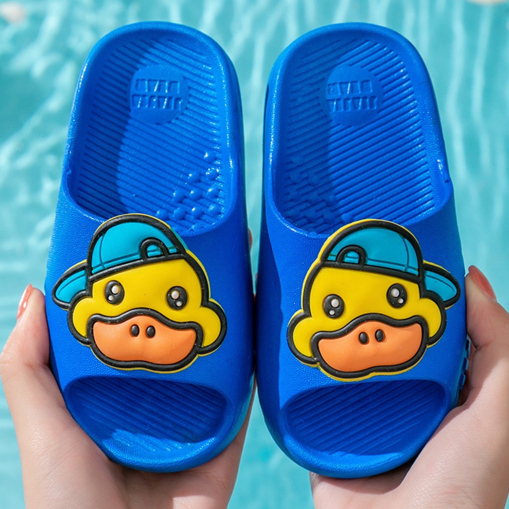 Dép bánh mì cho bé trai bé gái cao su đúc nguyên khối hình vịt đội nón