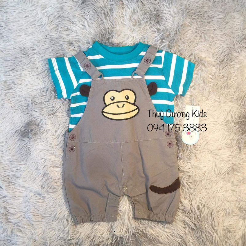 Set yếm khỉ kèm áo cotton Babyclub dư xịn cho bé 1y
