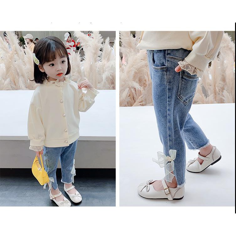 Quần Jeans Dài Thời Trang Cho Bé Gái 2021