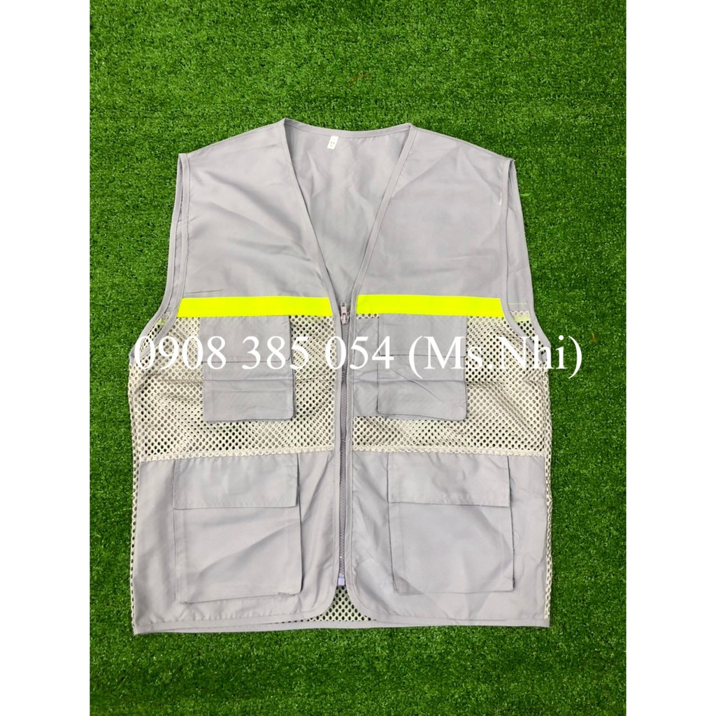 Áo khoát gile bảo hộ lao động vải kaki phối lưới thoáng mát- Hình thật