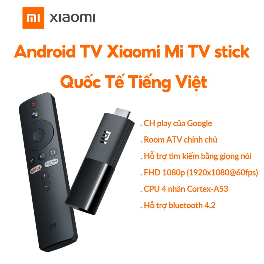 Android TV Xiaomi Mi TV stick Quốc Tế - Hàng chính hãng- BH 6 tháng