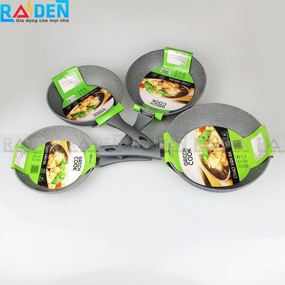 Combo 2 chảo đá sâu lòng 24_26cm DÙNG ĐƯỢc BẾP TỪ Green cook