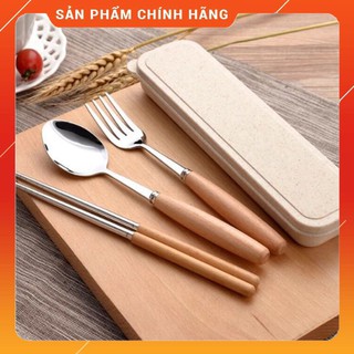 Hộp đũa thìa dĩa cán gỗ cao cấp.