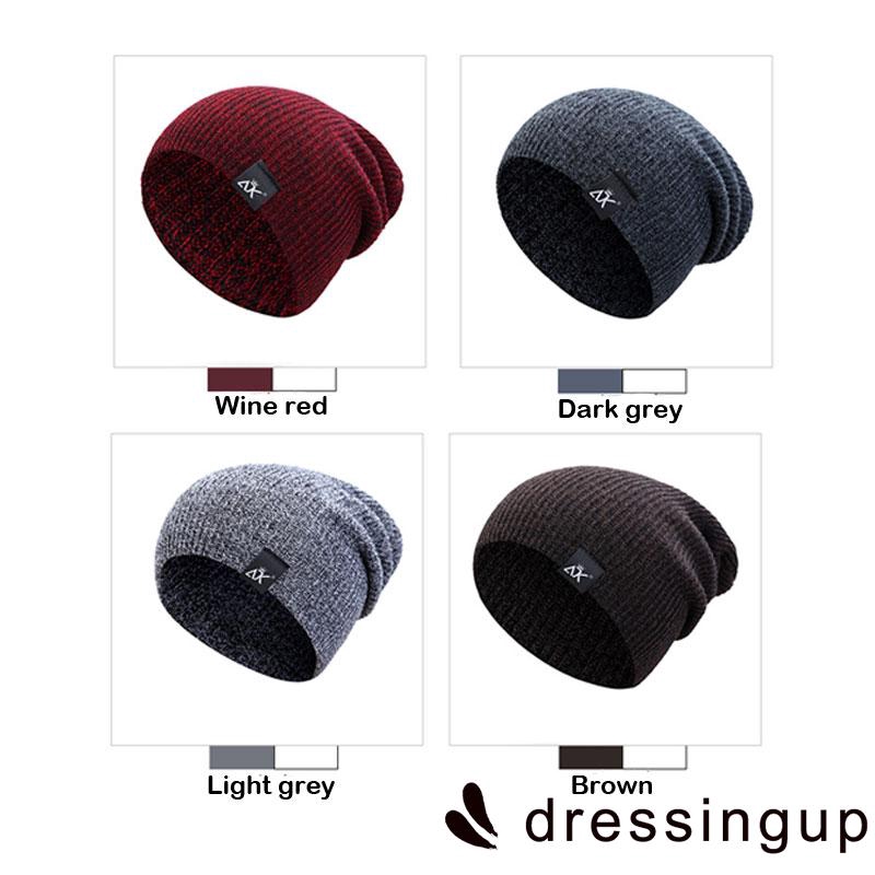 Mũ Len Trùm Đầu Unisex Màu Trơn Ấm Áp Thời Trang