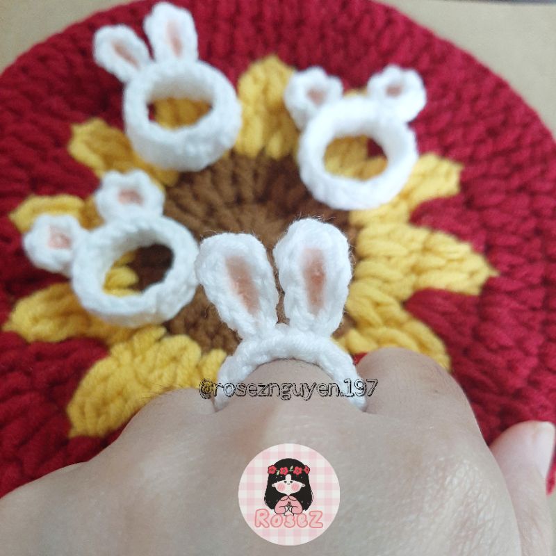 Nhẫn len tai thỏ/tai gấu handmade