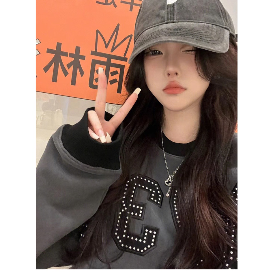 Áo Nỉ Sweater Số 0735 Dáng Rộng Màu Xám Nam Nữ Uniex Phong Cách Hàn Quốc Uzzlang