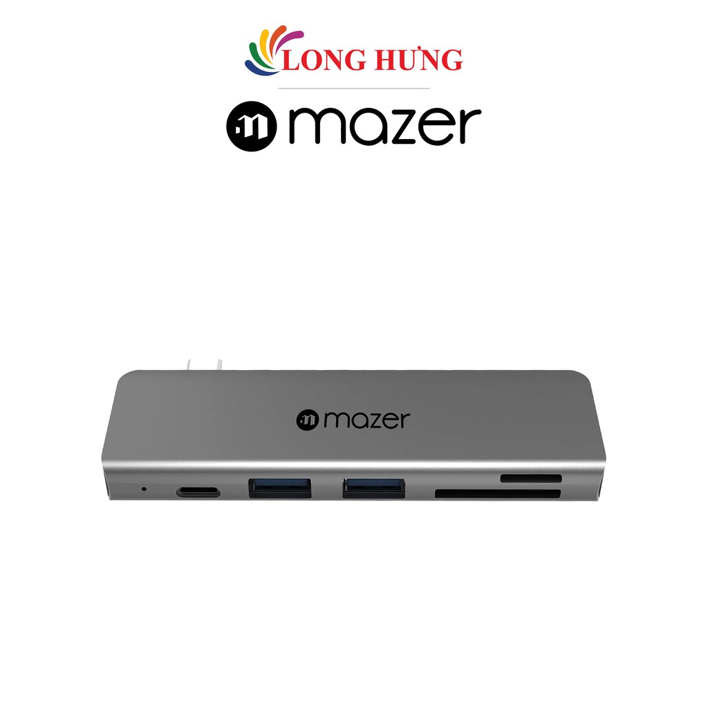 Cổng chuyển đổi Mazer Multiport-C 5-in-1 Pro Hub M-UC2PROHUB600-GY - Hàng Chính Hãng