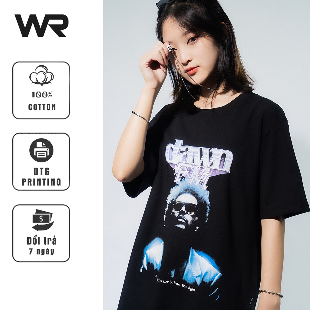 Áo thun unisex Wright ca sĩ rapper The Weeknd album Dawn FM phong cách streetwear hiphop oversize