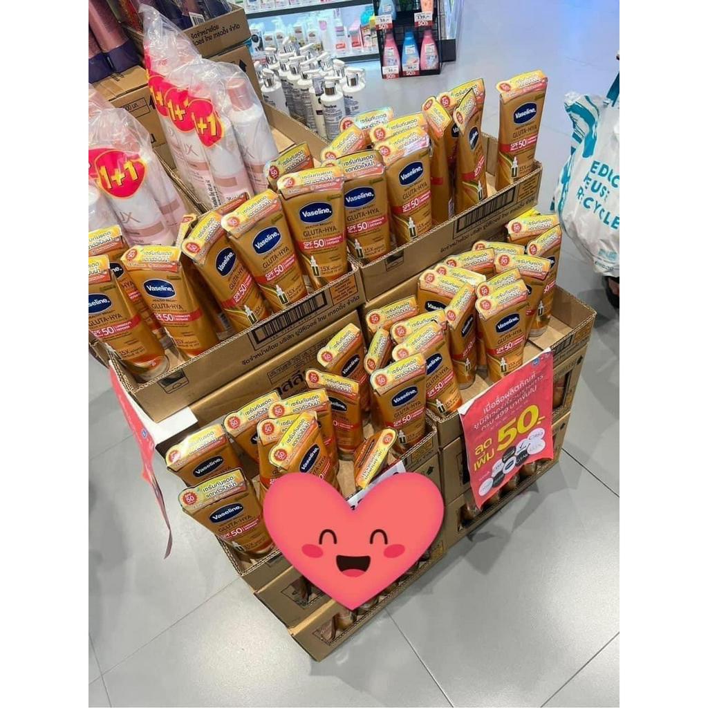 Dưỡng Thể Chống Nắng sáng da serum Vaseline 15X Gluta-Hya Serum Burst Sunscreen SPF50+PA+++ Luminous Defense