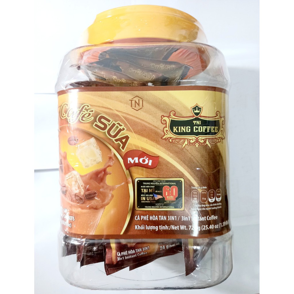 Cà phê king cà phê sữa hòa tan 3in1 - 30 gói x 24gr,.hsd :4_2025