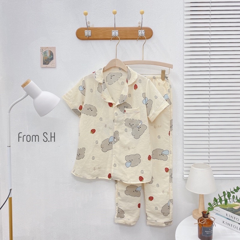 Set ngủ pyjama  chất đũi xốp hoạt hình dễ thương Bộ ngủ pijama cao cấp dài tay