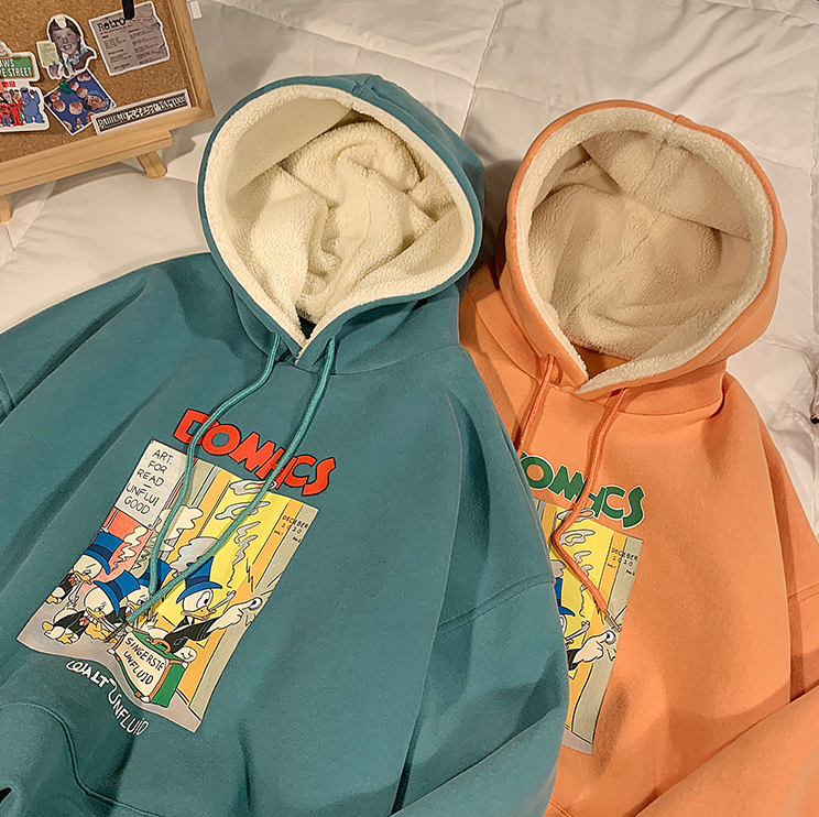 [ Mã 12FASHIONSALE1 giảm 10K đơn 50K ] Áo Hoodie Len Lông Cừu Dáng Rộng Ấm Áp Thời Trang Thu Đông Cho Nam | BigBuy360 - bigbuy360.vn