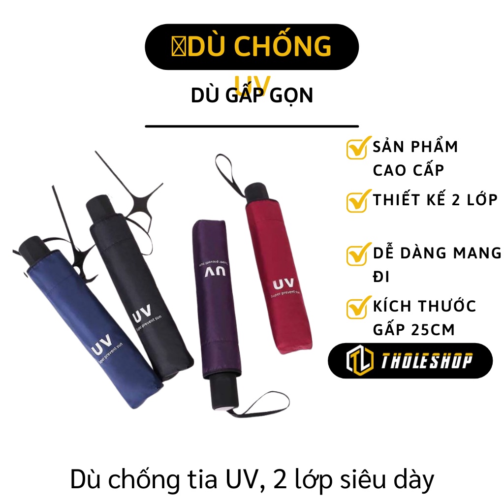 Dù - Dù Gấp Gọn Che Mưa Nắng, Chống Tia UV Tiện Dụng, Thiết Kế 2 Lớp, Nhiều Màu 7505