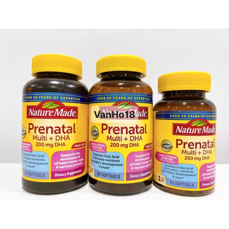 Viên uống Nature Made Prenatal (Multi) Folic Acid +DHA 200mg