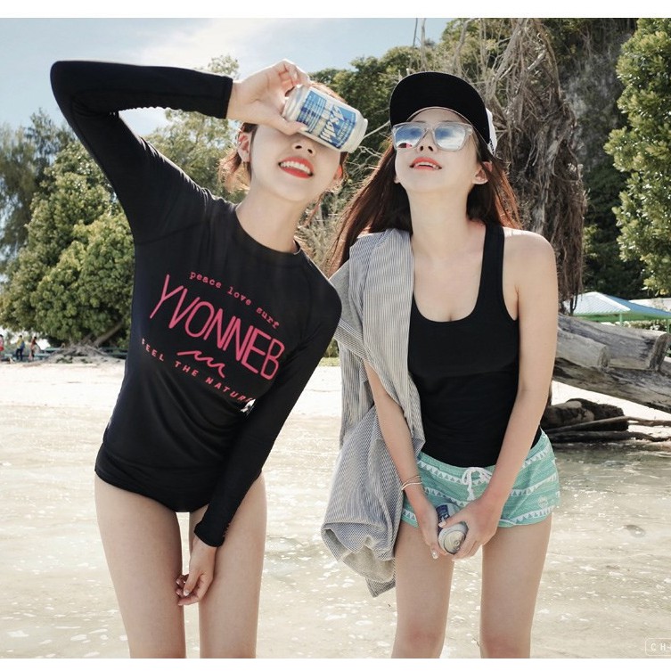 Bộ đồ bơi 2 mảnh áo dài tai dành cho bạn gái đi biển mẫu mới 2021 mã L01 | BigBuy360 - bigbuy360.vn