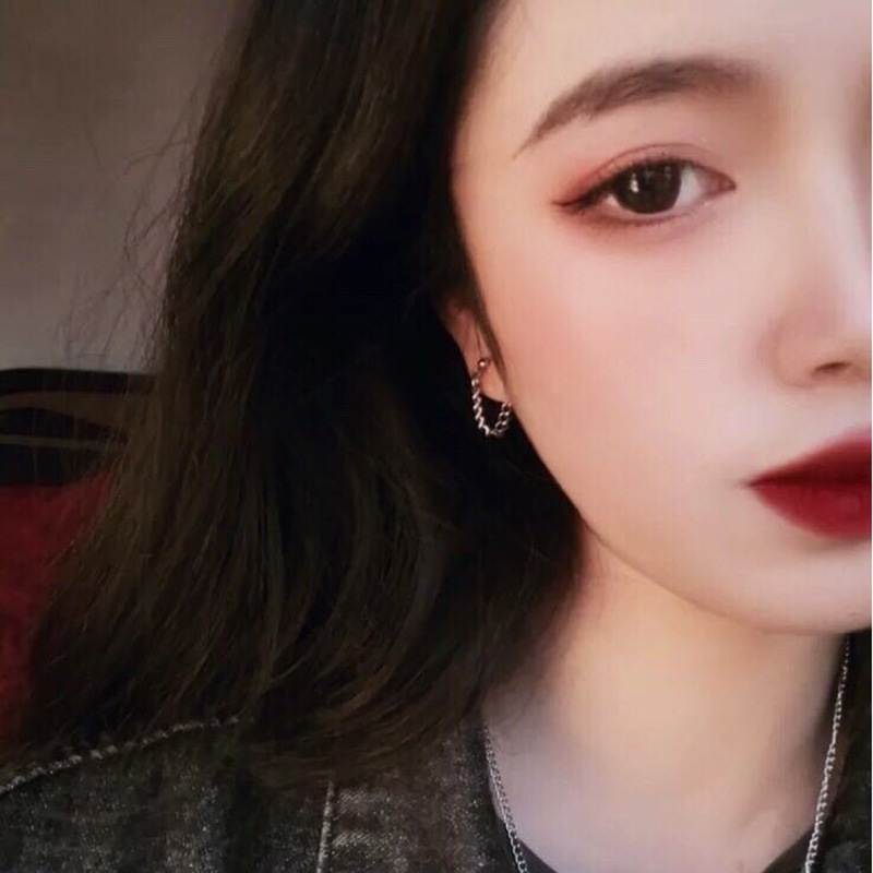 Khuyên tai chuỗi dây xích bằng thép không gỉ phong cách hip hop thời trang cho nữ