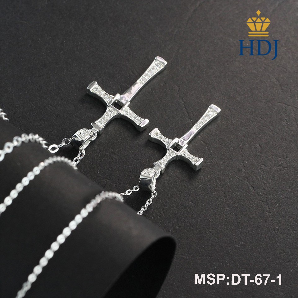 Dây chuyền cặp đôi bạc hình thánh giá đẹp trang sức cao cấp HDJ mã DT-67-1