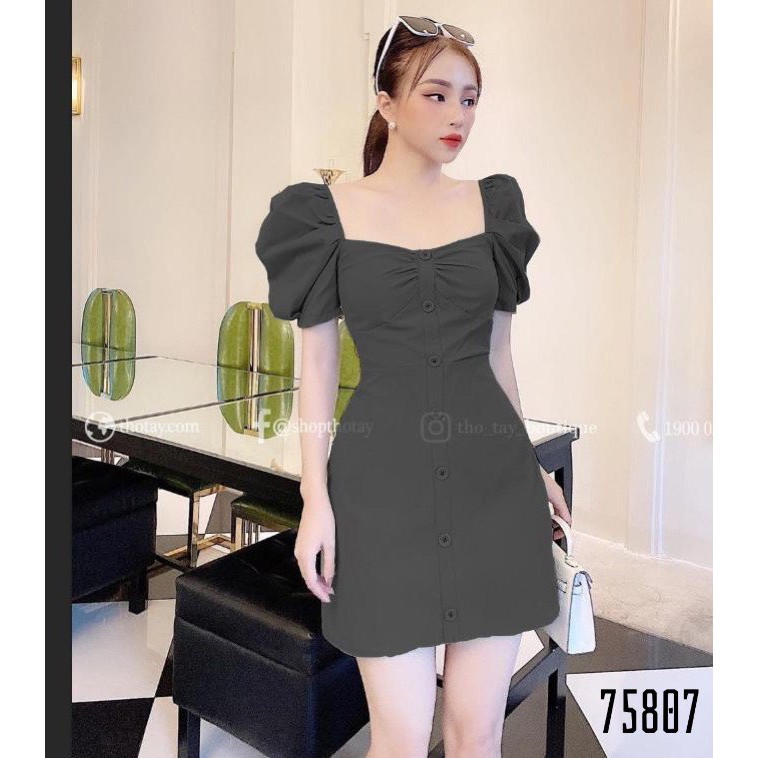 Đầm váy body hàng nút tay phồng xinh xắn đa dạng màu sắc ( vàng, tím, xám ) dành cho quý cô dạo phố, dự tiệc | BigBuy360 - bigbuy360.vn