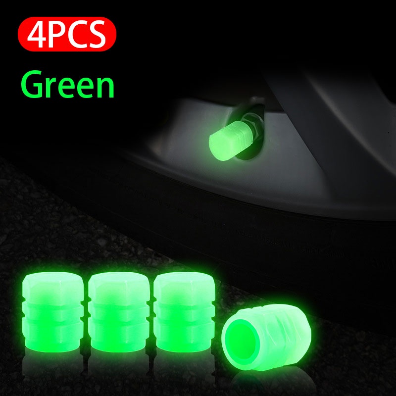 Bộ 4/ 8 nắp van lốp xe ô tô SEAMETAL bằng cao su chống rò rỉ màu sắc phát sáng
