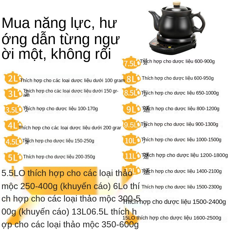 Ấm sắc thuốc tự động , đun nước, động, điện, điện sứ, đa năng