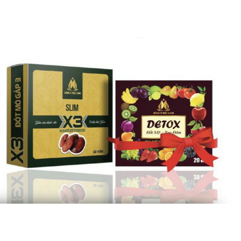 Viên uống khử mỡ Đông Y Mộc Linh X3 Mẫu Mới (hộp 30 viên)- Tặng 20viên detox ban đêm