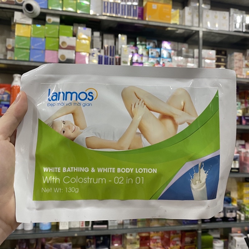 Tắm Trắng Và Dưỡng Trắng Sữa Non 2 Trong 1 Lanmos 130g