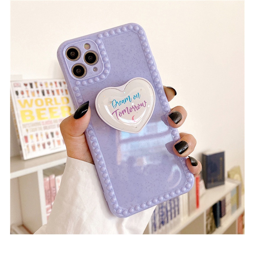 Ốp điện thoại có giá đỡ hình trái tim ba chiều cho Apple iPhone 11promax 8plus x/7p/xsXr SE20 12