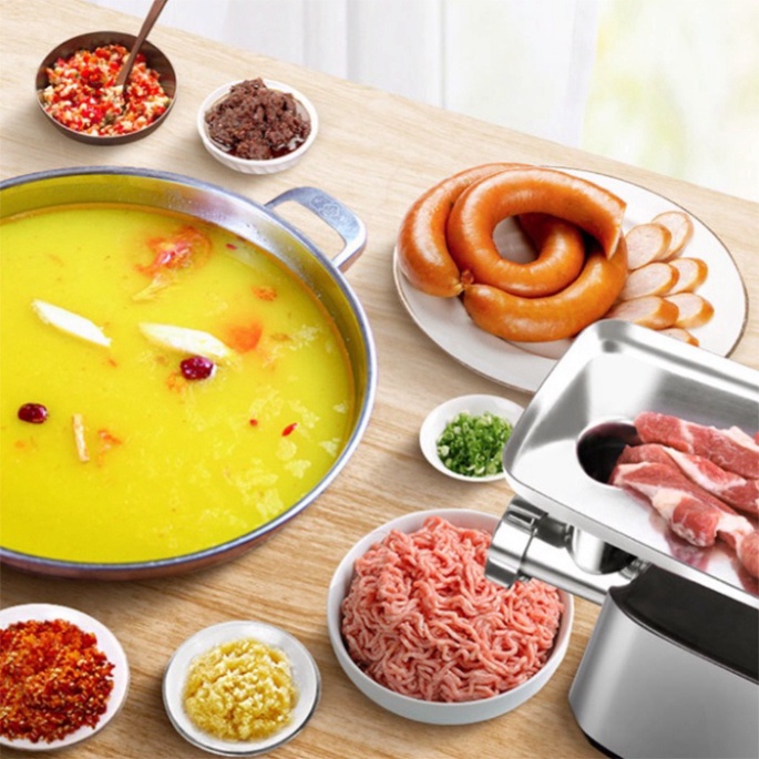 Máy nhồi xay thịt cá, máy đùn thịt làm lạp xưởng cao cấp Sokany 2500W