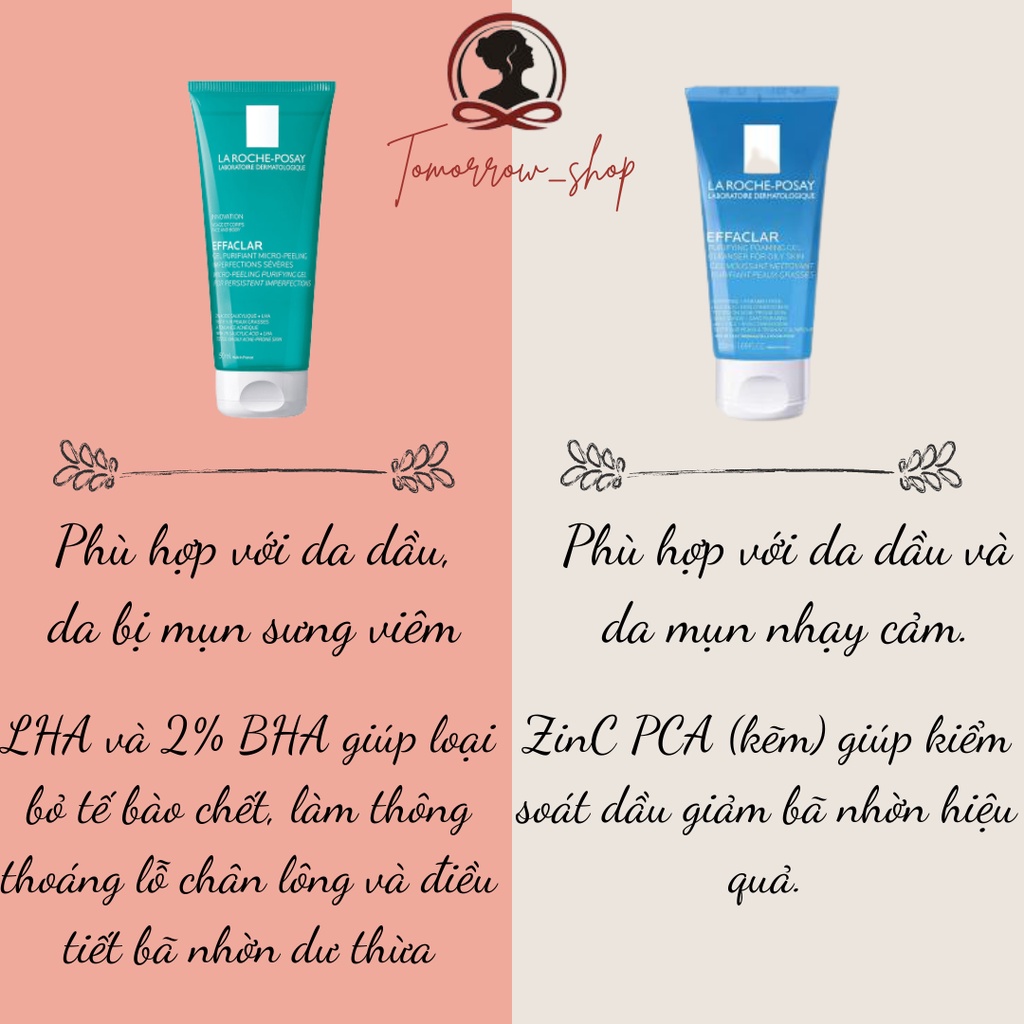 Sữa rửa mặt La Roche Posay Effaclar Purifying Foaming Gel và Micro-peeling Purifying50ml