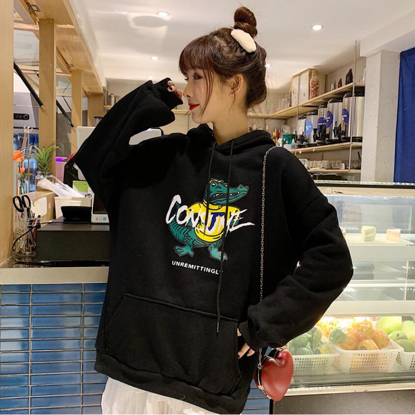 unisex Korean fashion hooded sweater dinosaur print simple style casual | BigBuy360 - bigbuy360.vn
