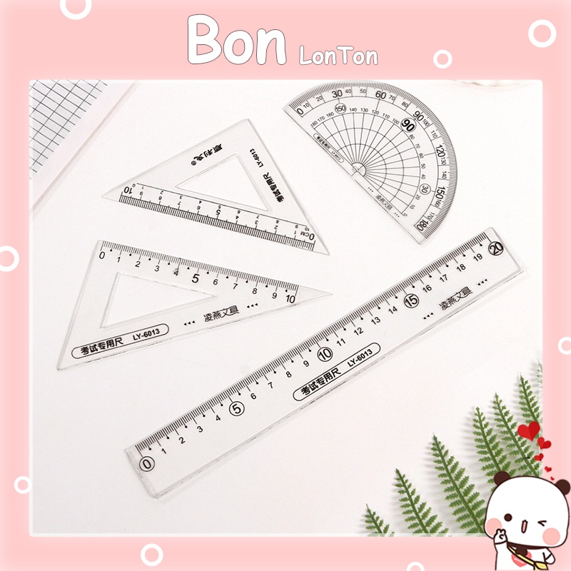 Bộ thước kẻ, eke, đo độ 8182 - Gồm 4 món: thước kẻ, 2 eke, thước đo độ