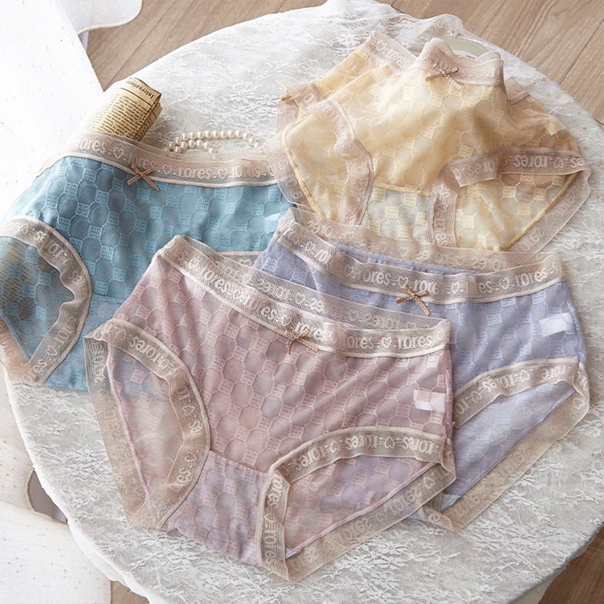 Quần lót nữ ren ROSES dệt lưới caro cạp chữ siêu thoáng co giãn kháng khuẩn Havana FLQ152