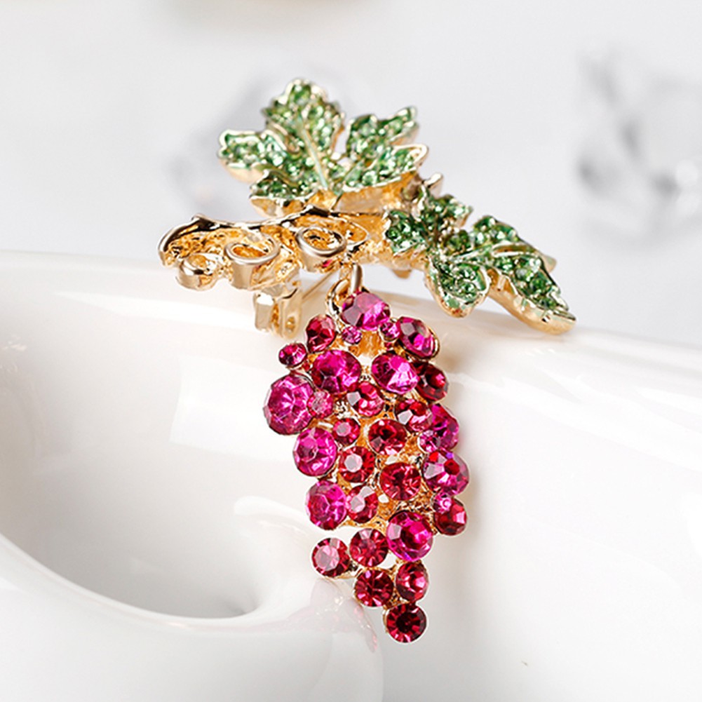 Trâm cài thiết kế hình chùm nho đính đá nhiều màu cá tính