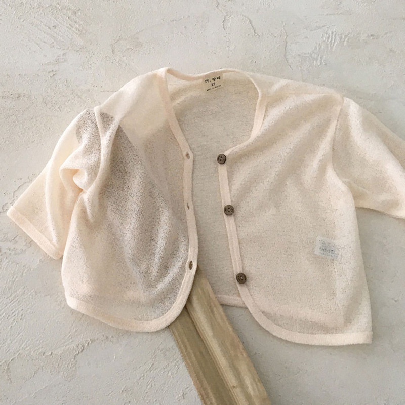 Áo Khoác Cardigan Dệt Kim Mỏng Điều Hòa Không Khí Chống Muỗi Cho Bé Gái 0978