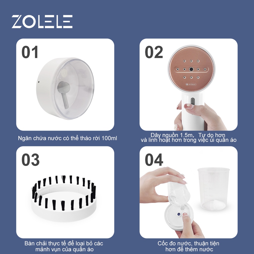 Bàn ủi hơi nước cầm tay ZOLELE ZG101 - 1000W- Hàng chính hãng