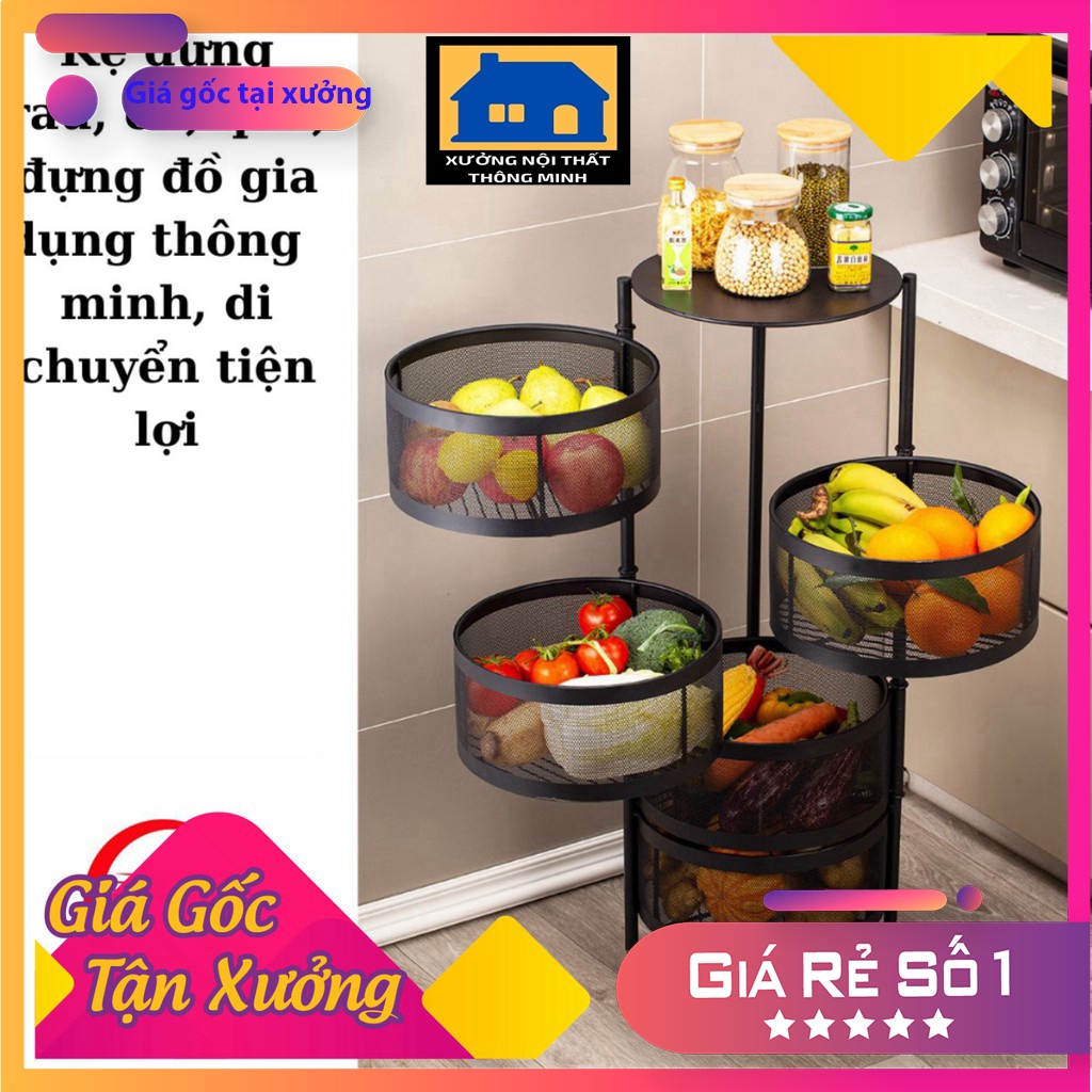 Kệ đa năng đựng rau củ quả và đồ gia dụng, Kệ tròn xoay để hoa quả nhiều tầng nhà bếp[HÀNG CÓ SẴN]