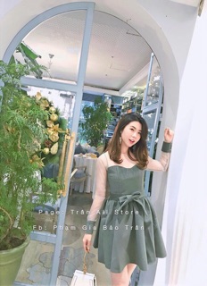 Đầm da lộn tay lưới