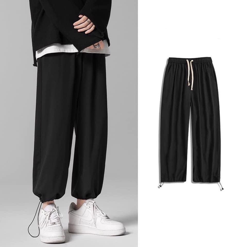 Quần Sweatpant Nỉ ống bom dây rút bo gấu Unisex nam nữ ( ảnh thật )