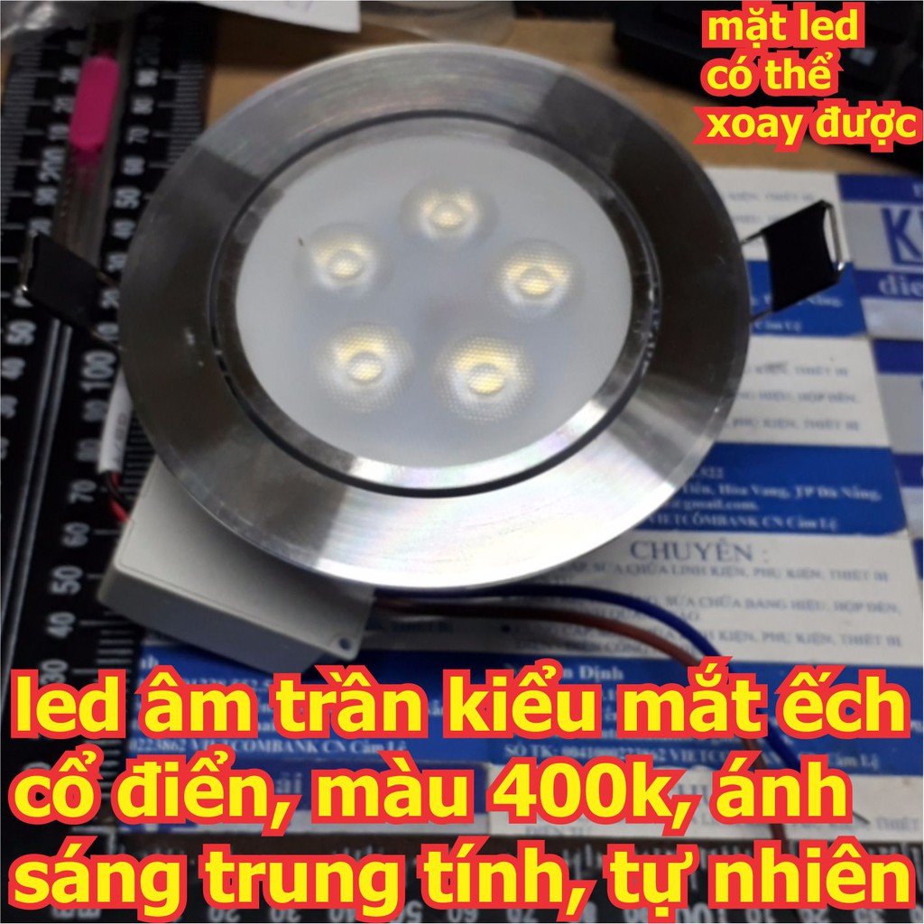 đèn led âm trần kiểu mắt ếch cổ điển, màu 400k, ánh sáng trung tính, tự nhiên 5W 7W 12W kde6239