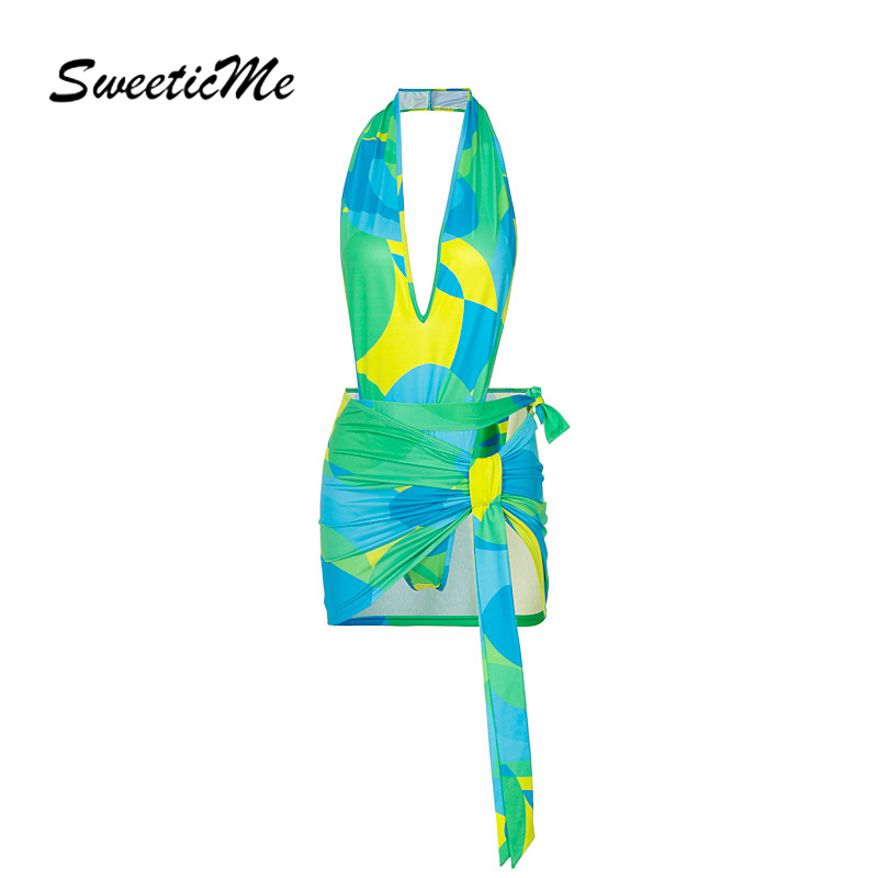 Bộ Đồ Thời Trang 2021 Áo Kiểu Hở Lưng + Chân Váy Lưng Cao Quyến Rũ Cho Nữ