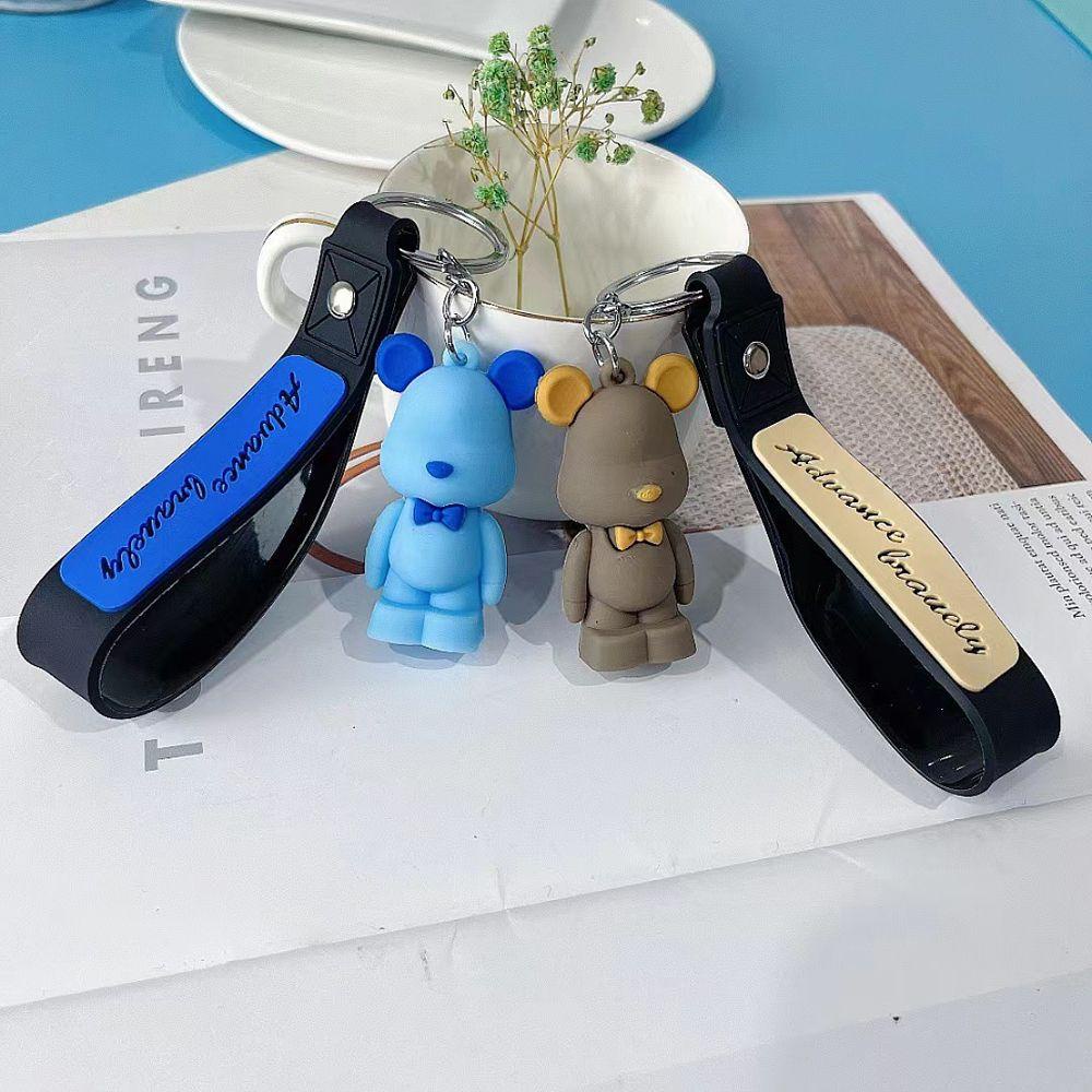 Móc Chìa Khóa Xe Hơi Bằng PVC Hình Gấu Thắt Nơ Thời Trang DIY