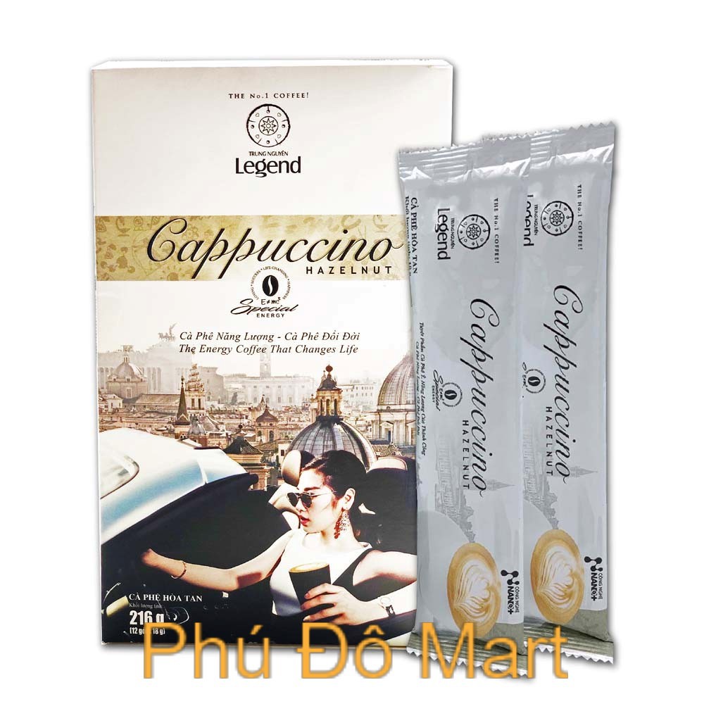 ( Combo 12 hộp ) Cà Phê Sữa Hòa Tan Trung Nguyên Legend Cappuccino vị Mocha/ Hazelnut/ Coconut  hộp12 sticks 18gr