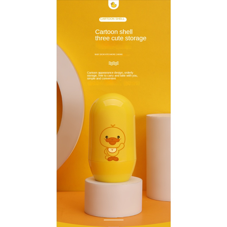 Bộ 4 Dụng Cụ Chăm Sóc Móng Tay Hình Vịt Vàng Hoạt Hình Cho Bé
