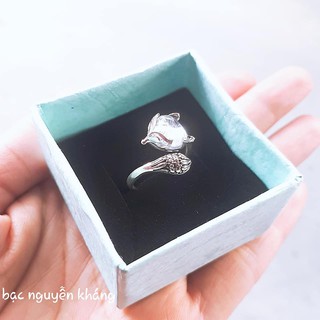 Nhẫn hồ ly bạc ta đính đá phong thủy