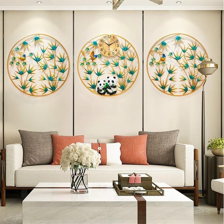 Đồng Hồ Treo Tường Đẹp, Trang Trí Nhà Cửa Hoạ Tiết Thiên Nhiên Xanh -Tranh Decor kim loại-Qùa Tặng Đẹp,Gía Rẻ-BH 5 Năm